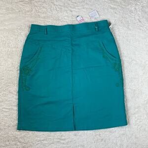 Vintage 90s Nok Nok NWT turquoise and ribbon pencil skirt, size 24